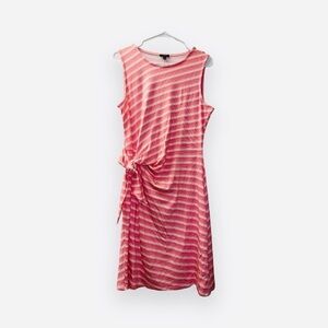 Talbots NWT Pink White Stripe Side Cinch Knee Length Dress size large petite